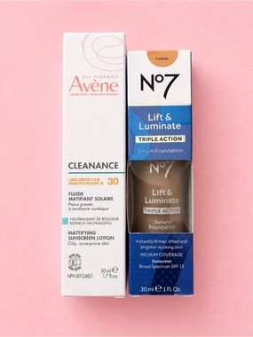 Avène Cleanance SPF 30 Sunscreen & No7 Lift & Luminate Foundation Bundle